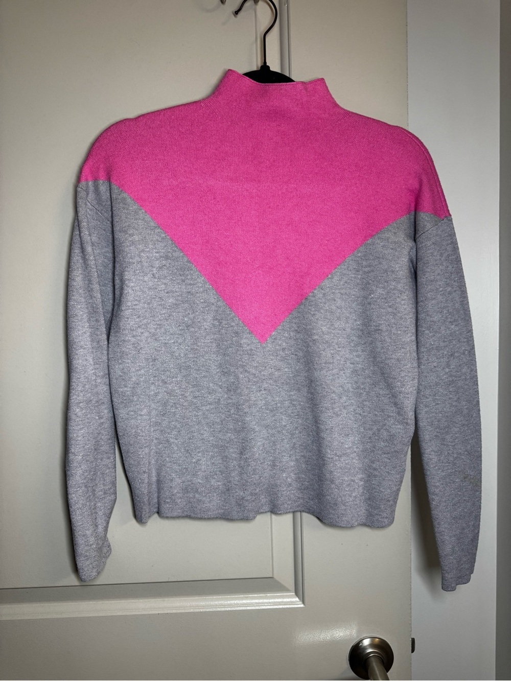Cynthia Rowley Pink and Gray Chevron Turtleneck Sweater